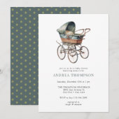  Baby kinderwagen | Klassiek Baby shower Kaart (Voorkant / Achterkant)