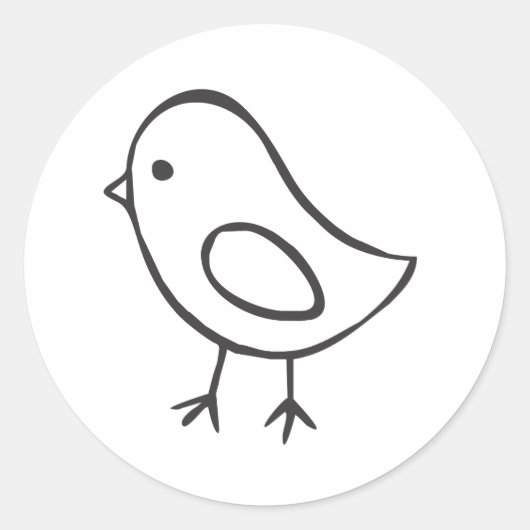 Baby Kip in zwart-wit schets Ronde Sticker (Voorkant)