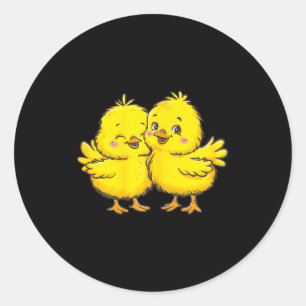 Baby Kip Kuiken Boer Boerenmeisje T-shirt.png Ronde Sticker
