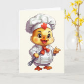 Baby Kippen Chef Illustratie Spatel Blanko Kaart (Gele Bloem)