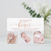 Baby Kisses Valentijn 3 Fotogeboorte Baby Aankondiging (Staand voorkant)