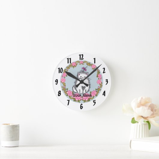 Baby Kitten Cat Clock Ronde Klok (Huis)