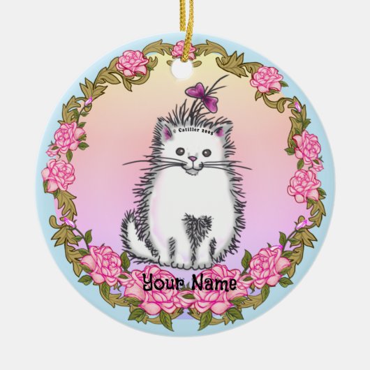 Baby Kitten Kat Keramisch Ornament (Voorkant)