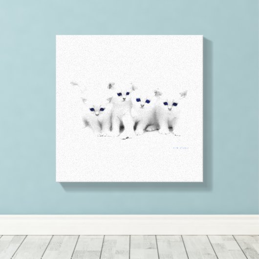 Baby Kittens Canvas Afdruk (Insitu (Houten vloer))