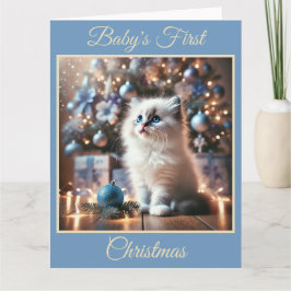 Baby Kitten's eerste kerst (blauw) Kaart