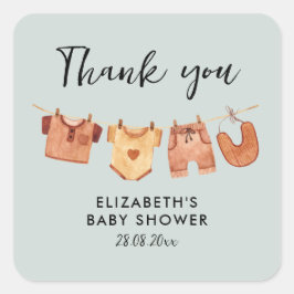 Baby kleding Baby shower dank u Vierkante Sticker
