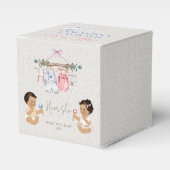 Baby kleding Geslacht onthullen ivoor roze blauw Bedankdoosjes (Voorkant Zijde)