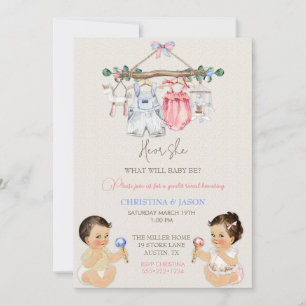 Baby kleding Geslacht onthullen ivoor roze blauw Kaart