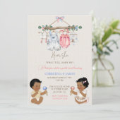 Baby kleding Geslacht onthullen ivoor roze blauw Kaart (Staand voorkant)