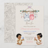 Baby kleding Geslacht onthullen ivoor roze blauw Kaart (Voorkant / Achterkant)