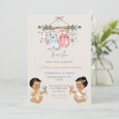 Baby kleding Geslacht onthullen ivoor roze blauw Kaart (Staand voorkant)