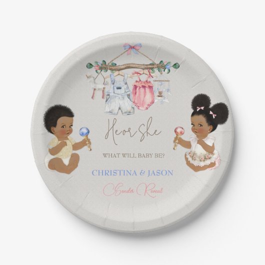 Baby kleding Geslacht onthullen ivoor roze blauw Papieren Bordje (Voorkant)