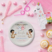 Baby kleding Geslacht onthullen ivoor roze blauw Papieren Bordje (Feest)