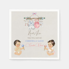 Baby kleding Geslacht onthullen ivoor roze blauw Servet