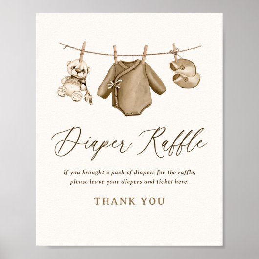 Baby Kleding Jongen Baby shower Luier Raffle Teken Poster (Voorkant)