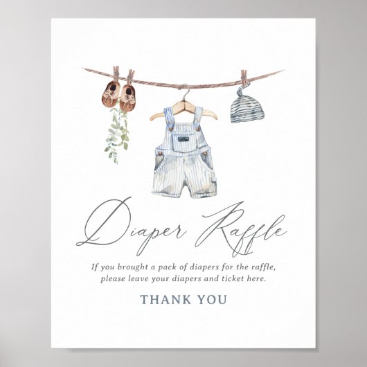 Baby Kleding Jongen Baby shower Luier Raffle Teken Poster (Voorkant)