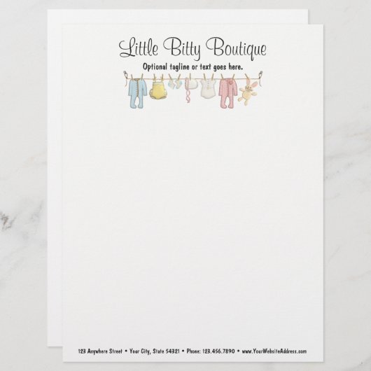 Baby Kleding Kouder Zuigelkinderen Boutique Custom Briefhoofd (Voorkant / Achterkant)