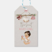 Baby Kleding Meisje Baby shower Ivoor Roze Cadeaulabel (Voorkant)