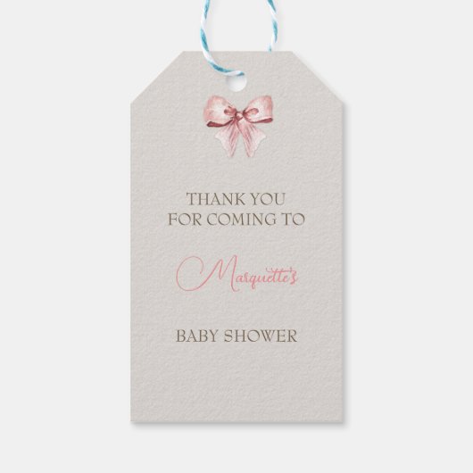 Baby Kleding Meisje Baby shower Ivoor Roze Cadeaulabel (Achterkant)