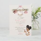 Baby Kleding Meisje Baby shower Ivoor Roze Kaart (Staand voorkant)