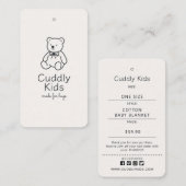 Baby Kleding Prijs label, Grootte, Stijl & SM icon Visitekaartje (Voorkant / Achterkant)