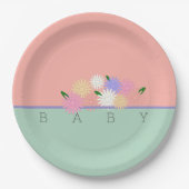 Baby Kleurrijke madeliefjes op zachte perzik & Oer Papieren Bordje (Voorkant)