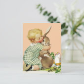 BABY KNUFFELEN PAASKONIJN, Roze Feestdagenkaart (Staand voorkant)