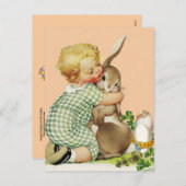 BABY KNUFFELEN PAASKONIJN, Roze Feestdagenkaart (Voorkant / Achterkant)