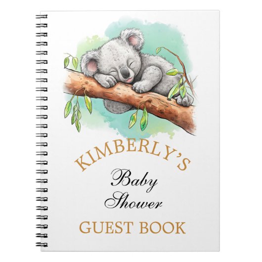Baby Koala Baby shower Gepersonaliseerd Gastenboek Notitieboek (Voorkant)