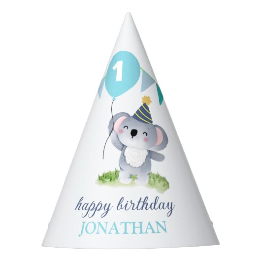 Baby Koala Balloon Party Flag Birthday Feesthoedjes (Voorkant)