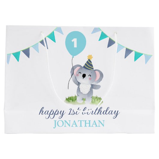 Baby Koala Balloon Party Flag Birthday Groot Cadeauzakje (Achterkant)