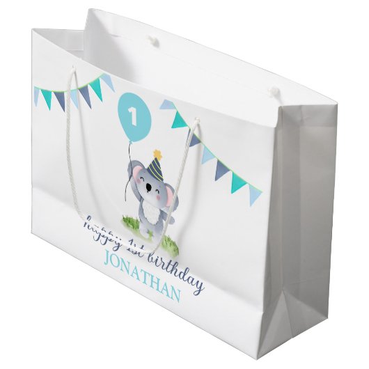 Baby Koala Balloon Party Flag Birthday Groot Cadeauzakje (Voorkant Gekanteld)