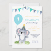 Baby Koala Balloon Party Vlag Verjaardag Kaart (Voorkant)