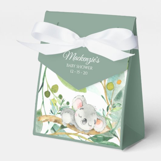 Baby Koala Bear Green and Gray Baby Shower Bedankdoosjes (Voorkant Zijde)