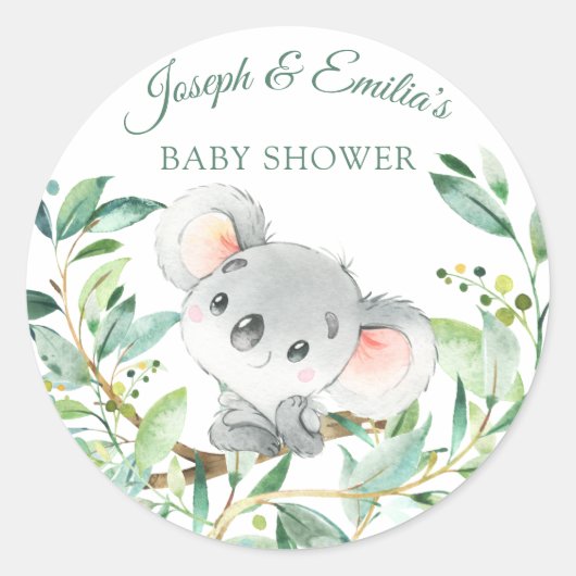 Baby Koala Beer Baby shower Ronde Sticker (Voorkant)