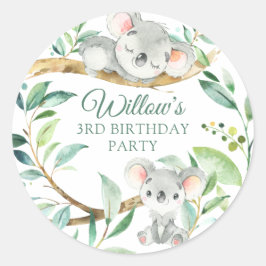 Baby Koala Beer Custom Verjaardagsfeest Ronde Sticker