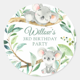 Baby Koala Beer Custom Verjaardagsfeest Ronde Sticker