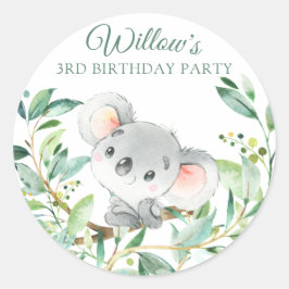 Baby Koala Beer Custom Verjaardagsfeest Ronde Sticker