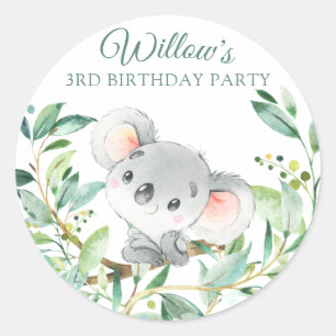 Baby Koala Beer Custom Verjaardagsfeest Ronde Sticker