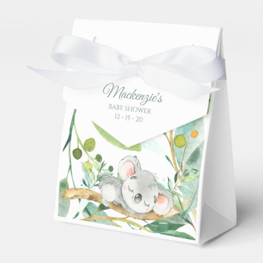Baby Koala Beer Groen en Wit Baby shower Bedankdoosjes (Voorkant Zijde)