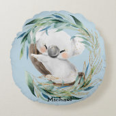 Baby Koala Beer in Wreath Nursery Round Pillow Rond Kussen (Voorkant)