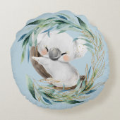 Baby Koala Beer in Wreath Nursery Round Pillow Rond Kussen (Achterkant)