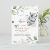 Baby Koala Beer laat Baby shower uitnodigen Kaart (Staand voorkant)