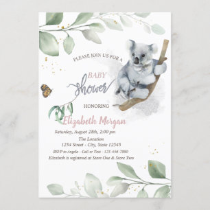 Baby Koala Beer laat Baby shower uitnodigen Kaart