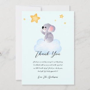 Baby Koala Bereiken voor Star Baby shower Bedankkaart