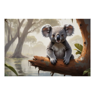 Baby Koala bij een vijver Perfect Poster