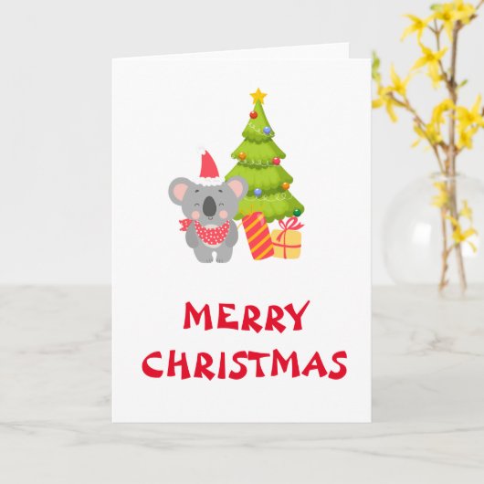 Baby Koala Christmas Folded Greeting Card Kaart (Gele Bloem)