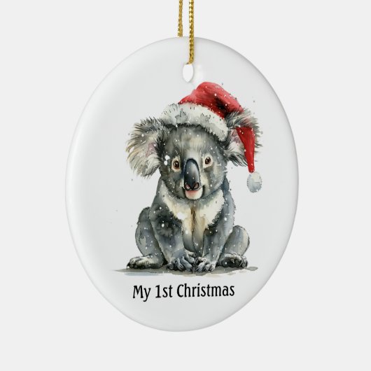 baby koala draagt kerstmis pet, aanpasbaar keramisch ornament (Rechts)