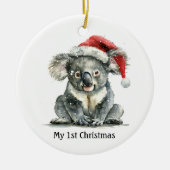 baby koala draagt kerstmis pet, aanpasbaar keramisch ornament (Voorkant)