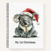 baby koala draagt kerstmis pet, aanpasbaar notitieboek (Voorkant)